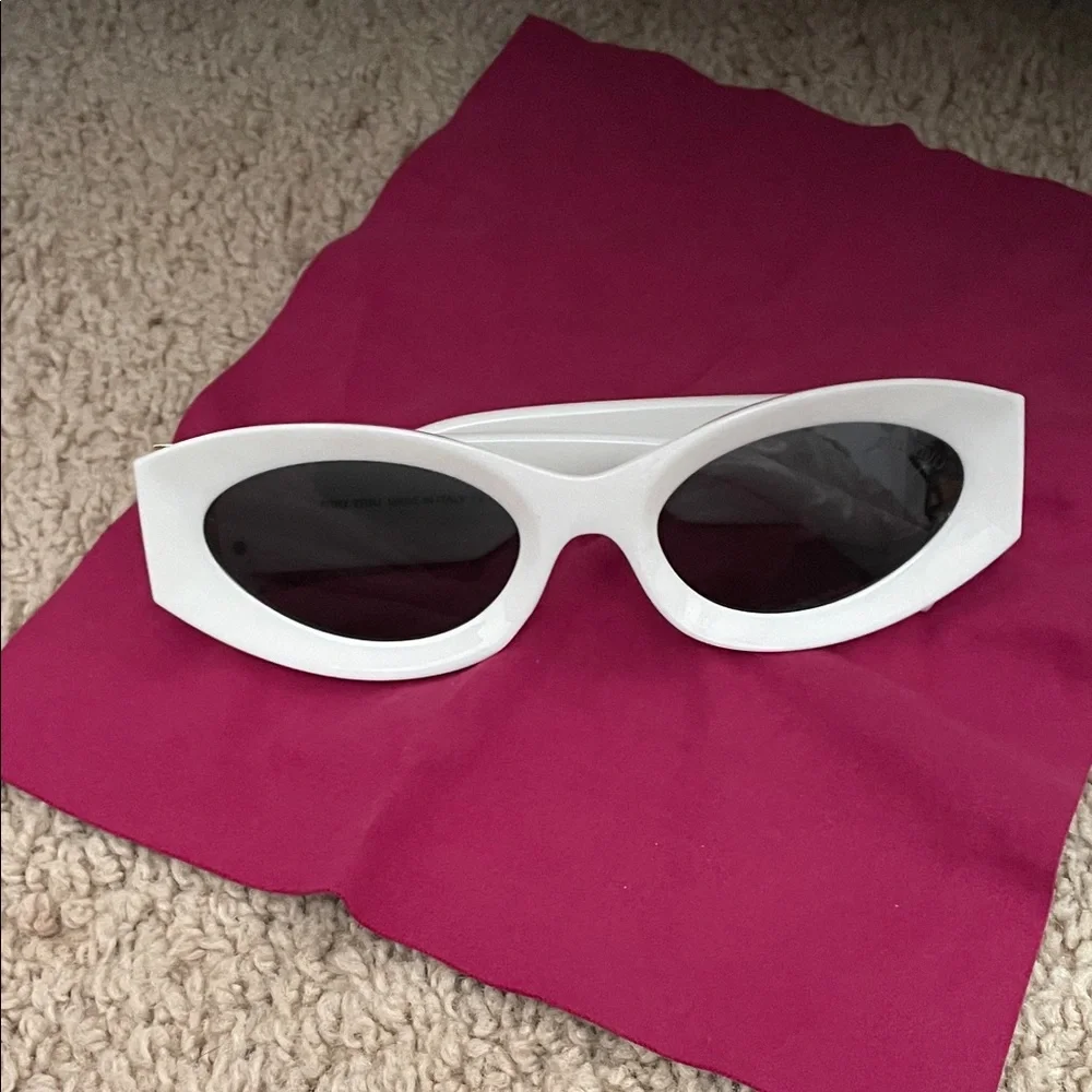 Miu Miu White Sunglasses with Gold Details
